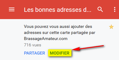 Modifier la carte (ajouter une adresse par exemple)